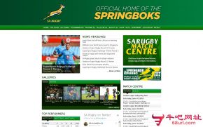 南非橄榄球联盟的网站截图