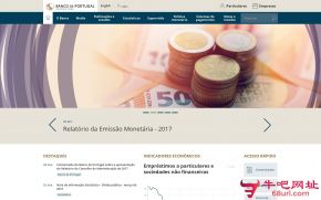 葡萄牙中央银行的网站截图