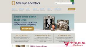 新英格兰历史族谱学会的网站截图