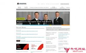 加拿大麦格纳国际集团的网站截图