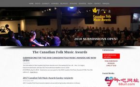 加拿大民间音乐奖的网站截图
