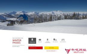 惠斯勒黑梳山滑雪胜地的网站截图