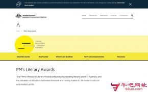 澳大利亚总理文学成就奖的网站截图