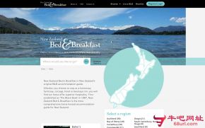 新西兰B&B旅馆的网站截图
